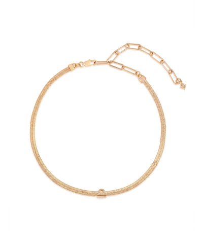 Ettika Zodiac Herringbone 18k Gold Plated Necklace In Libra