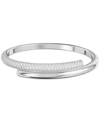 Swarovski Dextera Crystal Pave Crossover Bangle Bracelet In Silver