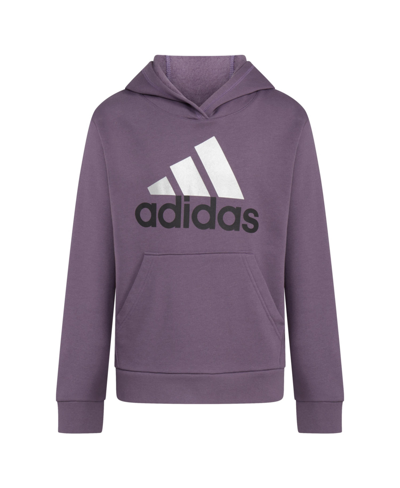 Adidas Originals Kids' Big Girls Long Sleeve Essential Sportswear Logo Hoodie In Shadow Violet