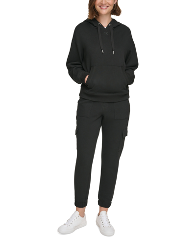 Calvin Klein Women's Oversized Fleece Logo Hoodie In Black