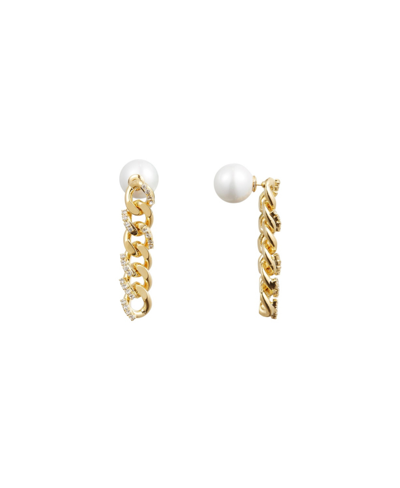 Classicharms Rhinestone Golden Chain Earrings