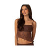Edikted Lyra Open Back Lace Camisole In Brown