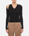 Alexander Mcqueen Cutout Ribbed Wool-blend Sweater In Black