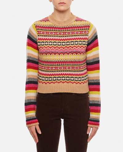 Molly Goddard Charlie Fairisle Wool Sweater In Brown