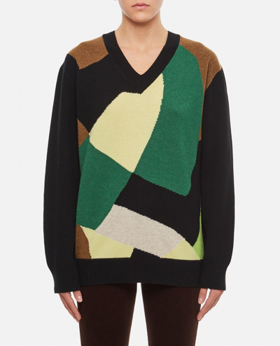 Plan C Foulard Cashmere-blend Colorblock Intarsia Knit Sweater In Multi