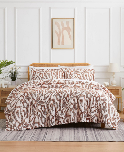 Southshore Fine Linens Khari Microfiber 3 Piece Duvet Cover Set, Queen In Rust