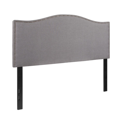 Emma+oliver Arched Full Headboard With Accent Nail Trim In Light Gray
