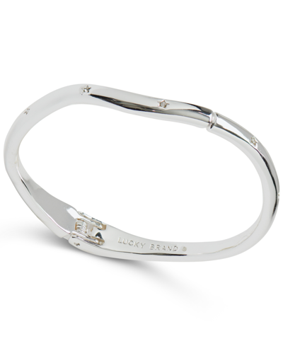 Lucky Brand Silver-tone Pave Star-accented Bangle Bracelet