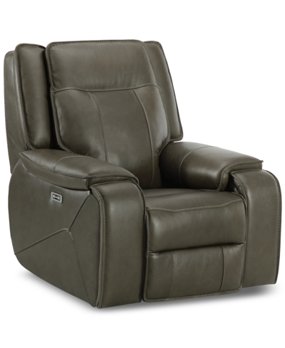 Macy's Closeout! Hansley 39" Zero Gravity Leather Power Recliner, Created For  In Grey