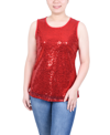 NY COLLECTION WOMEN'S SLEEVELESS SEQUINED TANK TOP WITH COMBO BANDING