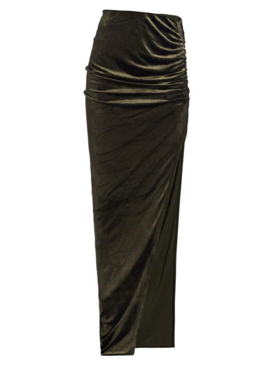 Rick Owens Svita Velvet-effect Maxi Skirt In Forest