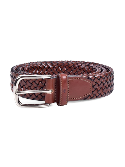 Olimpo Men's Braided Leather Belt In Brown