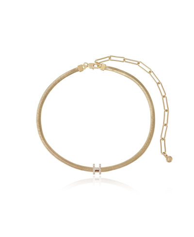 Ettika Initial Herringbone 18k Gold Plated Necklace In Letter H