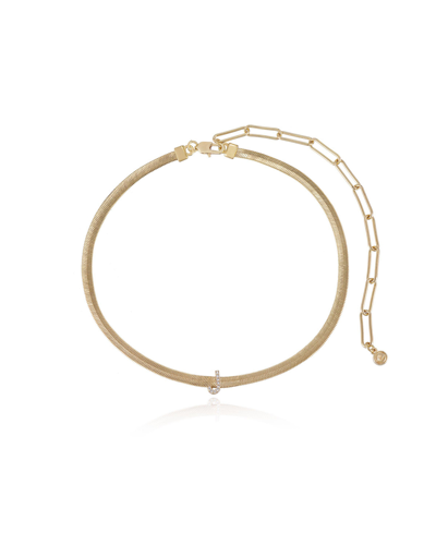 Ettika Initial Herringbone 18k Gold Plated Necklace In Letter J