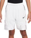 Nike Dri-fit Elite Big Kids' (boys') Basketball Shorts (extended Size) In White