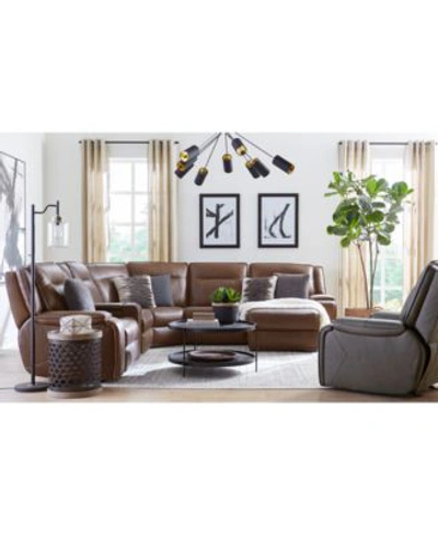 Macy's Hansley Leather Sectional Collection Created For Macys In Brown