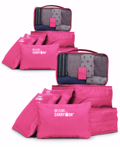 Miami Carryon Collins 12 Piece Packing Cubes Luggage Organizer In Pink