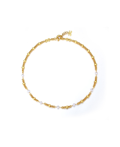 Classicharms Hexagon Bead Necklace With Natural Pearls In Gold