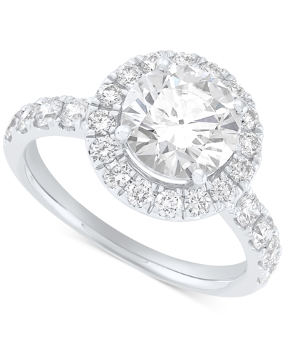 Grown With Love Igi Certified Lab Grown Diamond Halo Engagement Ring (3 Ct. T.w.) In 14k White Gold