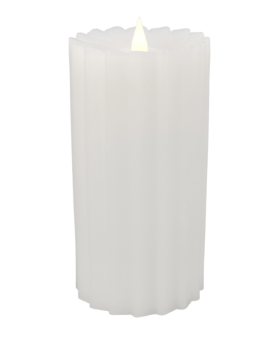 Seasonal Sutton Fluted Motion Flameless Candle 3 X 7 In White