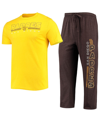 CONCEPTS SPORT MEN'S CONCEPTS SPORT BROWN, GOLD SAN DIEGO PADRES METER T-SHIRT AND PANTS SLEEP SET