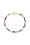 Classicharms Gold Shell Pearl Necklace With Gem-encrusted  Carabiner Lock
