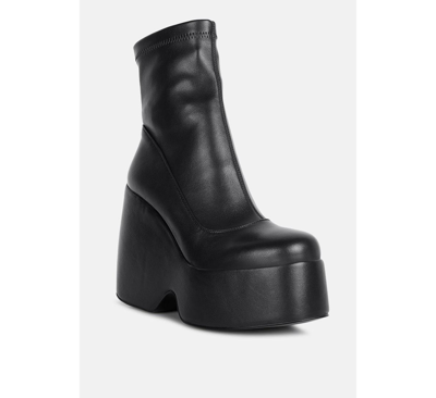 Rag & Co Purnell Black High Platform Ankle Boots