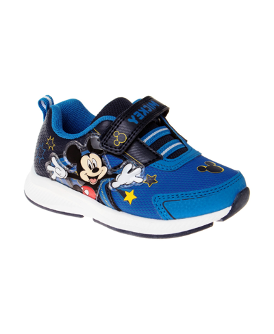 Disney Kids' Little Boys Mickey Mouse Light Up Hook And Loop Strap Sneakers In Blue