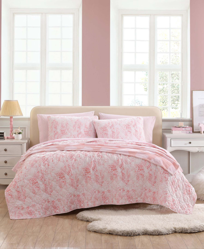 Betsey Johnson Butterfly Ombre 3 Piece Quilt Set, Full/queen In Pale Rosette Pink