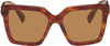 MIU MIU TORTOISESHELL OVERSIZED SQUARE SUNGLASSES