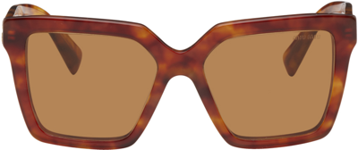 Miu Miu Tortoiseshell-effect Square-frame Sunglasses In Brown