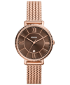 FOSSIL WOMEN'S JACQUELINE THREE-HAND DATE ROSE GOLD-TONE STAINLESS STEEL MESH WATCH 36MM