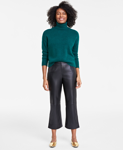 On 34th Women's Leather Kick-flare Pants, Created For Macy's In Deep Black