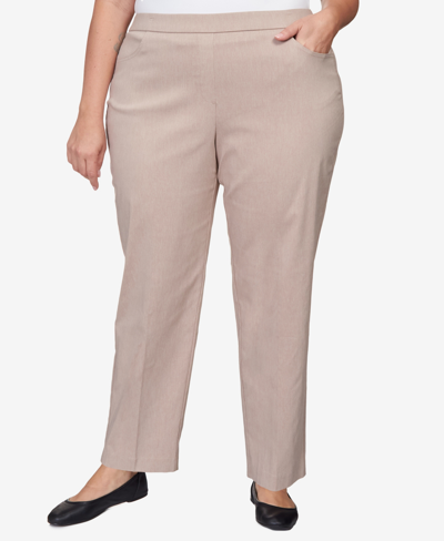 Alfred Dunner Plus Size St.moritz Allure Fly Front Short Length Pants In Fawn