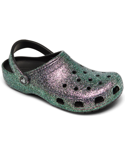 Crocs Women's Classic Glitter Clogs From Finish Line In Black,multi
