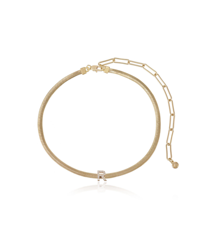 Ettika Initial Herringbone 18k Gold Plated Necklace In Letter R