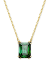 SWAROVSKI GOLD-TONE COLOR RECTANGLE CRYSTAL PENDANT NECKLACE, 15" + 2-3/4" EXTENDER