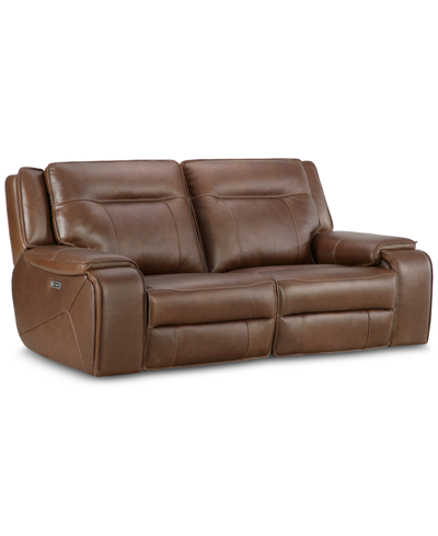 Macy's Hansley 2-pc. Zero Gravity Power Recliner Leather Sofa, Created For  In Brown