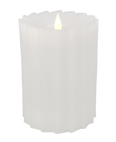 Seasonal Sutton Fluted Motion Flameless Candle 4 X 6 In White