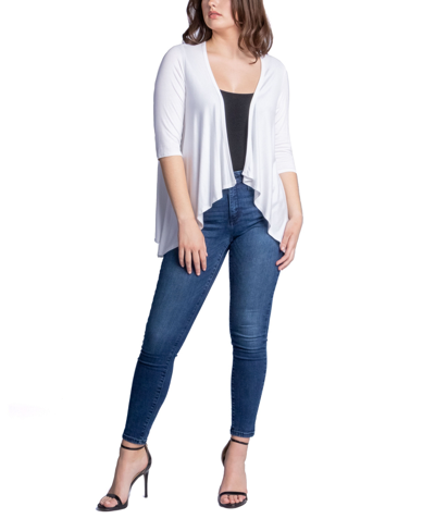 24SEVEN COMFORT APPAREL WOMEN'S OPEN FRONT ELBOW LENGTH SLEEVE CARDIGAN SWEATER