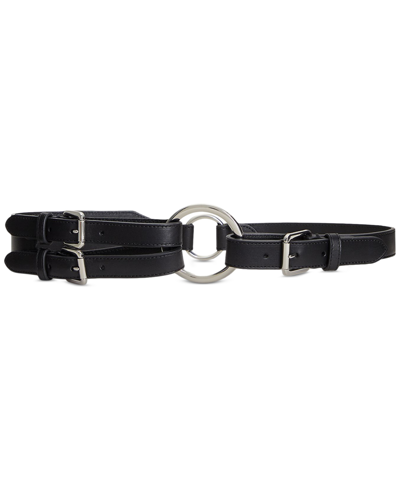 Ralph Lauren Women's Tri-strap O-ring Leather Belt In Black