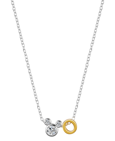 Disney Unwritten  Cubic Zirconia Mickey Mouse Initial Pendant Necklace In Two-tone-o