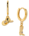 Girls Crew 18k Gold-plated Crystal Hat & Boot Mismatch Charm Hoop Earrings In Gold