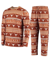 CONCEPTS SPORT MEN'S CONCEPTS SPORT TEXAS ORANGE TEXAS LONGHORNS UGLY SWEATER KNIT LONG SLEEVE TOP AND PANT SET