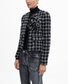 Mango Maxi Floral Tweed Jacket Black In Black