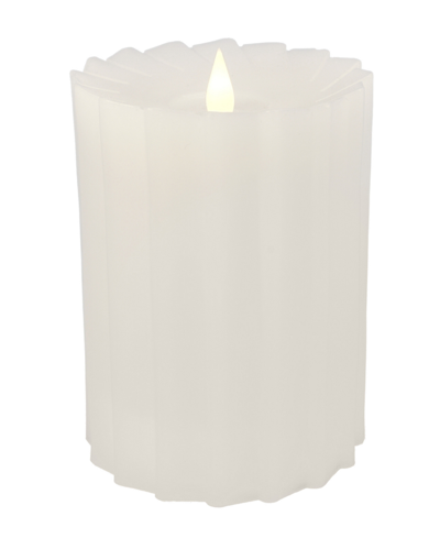 Seasonal Sutton Fluted Motion Flameless Candle 3 X 5 In Ivory