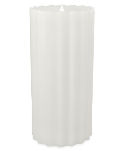 Seasonal Sutton Fluted Motion Flameless Candle 5 X 11 In White