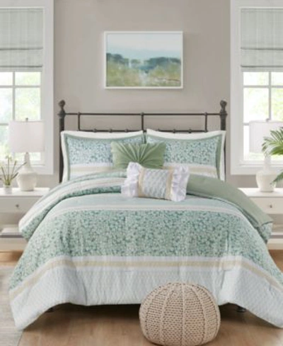 Madison Park Caralie Seersucker 5-pc. Comforter Set, King/california King In Green