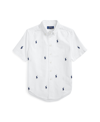 Polo Ralph Lauren Little Boy's & Boy's Logo Embroidered Oxford Short-sleeve Shirt In White,navy C