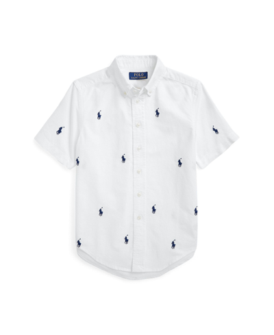 Polo Ralph Lauren Kids' Toddler And Little Boys Polo Pony Oxford Short-sleeve Shirt In White,navy C